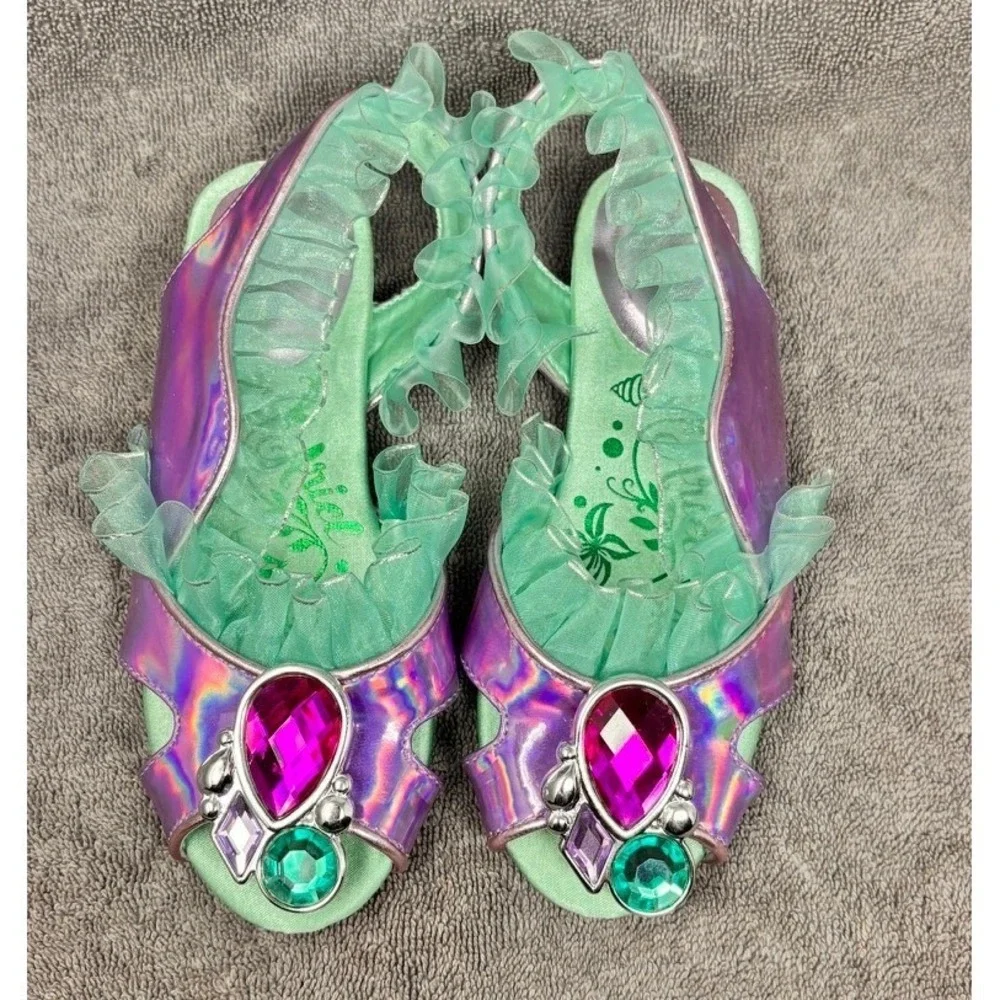 Disney Ariel The Little Mermaid Costume Shoes Girls 11/12 Purple Iridescent Gem